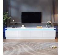 180*34*40cm TV cabinet with 4 drawers, TV stand and TV cabinet with LED, high-gloss lowboard and TV table, TV board and TV chest of drawers Suitable for TVs up to 80 inches, white (White-01)