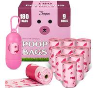 180 Count Dog Poop Bags Rolls with Dispenser, Leak Proof, Extra Thick Doggie Pet Waste Bags, Poop Bag and Doggy Holder for Dogs Cats, Unscented, Pink