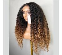 180% De Densité 26 Pouces Blonde Brune Longue Crépue Bouclée Dentelle Sans Colle Perruque Avant Pré-Cueillie Pour Les Femmes Noires
