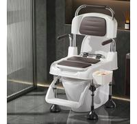 180 Degree Rotating Armrest Commode, Chaise Transfert Roulante Avec Freins, Capacité 330 Lbs, Réglage Hauteur Sans Outils, Aide À La Mobilité Nettoyage Facile, Pour Aidants(Fixed foot pads)