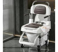 180 Degree Rotating Armrest Commode, Chaise Transfert Roulante Avec Freins, Capacité 330 Lbs, Réglage Hauteur Sans Outils, Aide À La Mobilité Nettoyage Facile, Pour Aidants(Mobile wheels)