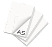 180 Feuilles A5 Recharge Papier en Vierge, 6 Trous Papier de Recharges Blanc, Vierge Feuillets Mobiles pour A5 Carnet de notes, Carnet de notes, Croquis, Peinture