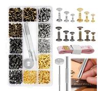 180 Paires de Rivets pour Cuir À Frapper, 3 Tailles Rivets Couture, Brass Rivet Croc Boucle Bouton, Double Rivet Goujons Tubulaires en Métal, pour DIY Déco Vêtement