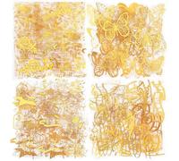 180 Pcs Scrapbooking Stickers, Infeelme Autocollants Holographiques dorés Prédécoupés, Autocollant Vintage Aesthetic Décoratifs pour DIY Journal Scrapbooking Album Bricolage Artisanat Cahier