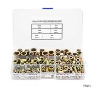 180 Piece M3 M4 M5 M6 M8 M10 Rivet Nut Kit, Zinc Plated Carbon Steel Flat Head Threaded Insert Set with Storage Box