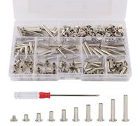 180 Pièces (90 paires) Vis de Reliure, Chicago Vis 6/8/10/12/15/18/20/25/30mm, Rivets de Reliure, Rivets en Cuir, Vis de Reliure Assortiment, pour Cuir de Bricolage, Album Photo, Livre
