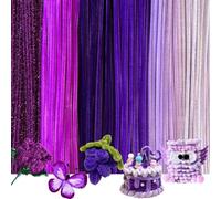 180 Pièces de Fil Chenille Colorées de 6 Couleurs Différentes,Cure Pipe Chenille Violet,Fils Chenilles Loisirs Creatifs,Kit de Pipe Cleaners pour Projets d'art et de Bricolage (Dégradé Violet)