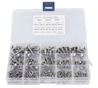 180 Pièces M3 M4 M5 M6 Jeu Vis Autotaraudeuses avec Boîte, Kit Vis à Tête Ronde Cruciforme Acier Inoxydable avec Rondelles, Assortiment Vis Plate Croisée Bois Autoperceuses pour Réparations, Argent