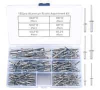 180 Pièces Rivets Aveugles, Rivets Pop Aluminium, Rivets Aluminium Alliage Assortiment de Rivets pour Métal, Bois, Plastique - M3.2/M4.0/M4.8