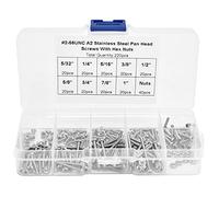 180 Pièces Vis Cruciformes Pan 40 Pièces Écrous Acier Inoxydable 304 Système Américain 256UNC - Résistance à La Corrosion, Coffret Pratique, Usage Industriel et Domestique