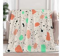 180 x 200 cm Plaid Couverture Polaire Moderne Confetti Minimaliste, Douce Moelleuse Flanelle Lit Jeté Canapé Convient Adultes et Enfants Rester Chaud Hiver, Crème