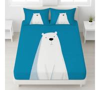 180 x 200 x 30 cm Minimaliste Dessin Animé Ours Adorable Drap Housse de Matelas, Feuille de Matelas 30 cm (12"), Antidérapants Résistant aux Rides Drap Housse en Microfibre Bleu