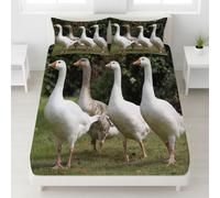 180 x 200 x 30 cm Photoréaliste Oie Prairie Abstrait Drap Housse de Matelas, Feuille de Matelas 30 cm (12"), Antidérapants Résistant aux Rides Drap Housse en Microfibre Vert Blanc