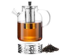 1800 Ml Theiere En Verre Avec Réchaud, Theiere Verre Avec Infuseur, Chauffe-Théière, Théière En Verre Borosilicate Et Réchaud, Résistant À La Chaleur, Pour La Préparation De Thés En Vrac