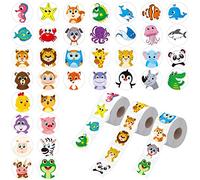 1800 PCS Autocollants Animaux Ronds, 36 Dessins Animaux Sauvages/Fermes/Marins Autocollants de Récompense de Professeur de Dessin Animé pour Enfants, Autocollant de Décoration de Fête pour École