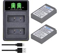 1800mAh 2Pcs Batterie PS-BLS5 PS-BLS-50 + Double Chargeur USB intégré à Del avec Port de Type C pour Olympus Om-D E-M10, Pen E-PL2, E-PL5, E-PL6, E-PL7, E-PM2, Stylus 1