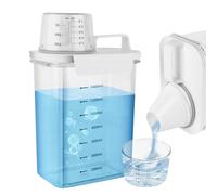 1800ml Distributeur de Lessive Hermétique avec Gobelet Doseur,Distributeur Lessive Liquide,Boîte de Rangement de Poudre à Lave,Transparent Doseur Lessive Poudre avec échelle Gradué,pour Lessive