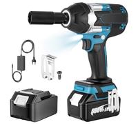 1800N.M Visseuse à percussion sans fil, 1/2", compatible avec Makita 18 V, visseuse à percussion sans fil avec lumière LED, 5 vitesses, clé à impact pour changement de pneus
