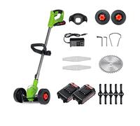1800W 21V tondeuse à gazon électrique sans fil mauvaises herbes longueur de brosse coupe réglable outil d'élagage jardin(2 Battery)