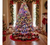 180cm Sapin de Noël Artificiel Enneigé 250 LED RGB Premium Arbre de Noël avec Support Métallique Pliable 1000 Pointes de Branches Décoration Festive Blanc 2025