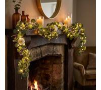 180cm Twinkling Tree Fairy Light Olive Vine, Pre-lit Artificial Greenery Garland with 100 LED Lights, Battery Operated Vines for Christmas Fireplace Indoor Outdoor Decor (D)