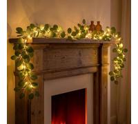 180cm Twinkling Tree Fairy Light Olive Vine, Pre-lit Artificial Greenery Garland with 100 LED Lights, Battery Operated Vines for Christmas Fireplace Indoor Outdoor Decor (A)