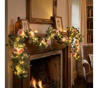 180cm Twinkling Tree Fairy Light Olive Vine, Pre-lit Artificial Greenery Garland with 100 LED Lights, Battery Operated Vines for Christmas Fireplace Indoor Outdoor Decor (B)