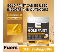 180g/300g Peinture à la feuille d'or et peinture à la feuille d'argent de différentes tailles, à base d'eau, convenant aux surfaces intérieures/extérieures, métal, bois, gypse. Contient de la poudre d