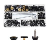 180pcs Boutons-pression en Toile Marine Noire, BetterJonny Kit de Bouton Pression à Visser avec Rivets et Outils Bouton Pression à Vis Snap Fasteners pour Cuir Tentes Tarp Bateau Coque Meubles