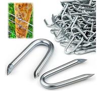 180pcs Cavalier de Fixation Clou Double Pointe Attache Grillage Double Clou Cavalier en U Crampillon pour Cloture Agrafes Grillage Cloture pour Agrafes de Clôture pour Fixer Les Clôtures