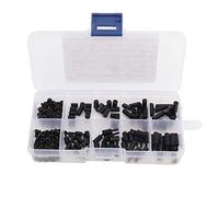 180pcs Vis D'écartement Vis M2 Vis à Tête Creuse Vis en Nylon Écrou Hexagonal Mâle Femelle Entretoises Vis Ensemble Assortiment Kit avec Boîte de Rangement Noir