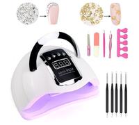 180W Lampe UV Sèche Ongles Automatique 4 Minuteries, 5 Pcs Kit Manucure, 5 Stylos pour Dessine, 2 Kits de Décoration pour Ongles