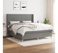 180x200cm Grey Fabric Bed Frame with Mattress and Topper, Adjustable Headboard, Pocket Spring Support, Medium Firm Comfort for Back and Stomach Sleepers