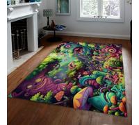 180x270cm Tapis de Surface Salon Hippie Rainbow Jungle Rugs Doux et Fin psychédélique Monstre de Champignons Rugs Sol intérieur Tapis Non Coulissant pour Salle de Jeux
