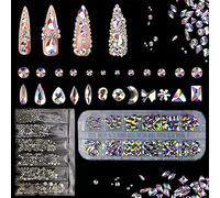1848 Pièces Strass art d'ongle Cristal Strass Ongle Nail Art Mix Tailles 12 Formes Diamant Décoration Ongles Brillant Coloré Cristal En Boîte 6 Formes de Strass Ronds pour Art d’Ongles