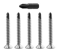 185 Pièces Vis à tête plate, M4.2 x 32 mm Vis autotaraudeuse en acier inoxydable, autoperceuse à tête Phillips avec 1 embout cruciforme de 25mm, pour le bricolage, les meubles, le travail du bois