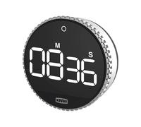 Xavax Minuteur 'Rotation' (Timer numérique, Ecran LED, Chronographe, Compte à Rebours, Touche Tactile, 3 volumes, Mode Economie Energie) Argenté/Noir