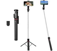 185cm Perche a Selfie & Trepied Smartphone, Trepied Telephone Portable en 360° Pivotant Rétractable pour iPhone Samsung Huawei Android avec Télécommande sans Fil (Noir intergalactique)
