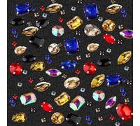 186 Pcs Couture Strass, Strass a Coudre Griffes en Métal Incrustées, Diamant Decor Verre Diamant Cristal Pour vêtements de Bricolage, Accessoires de Diamant Cousus à la Main (Couleur Mixte)