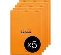 18600cpack - Bloc-Notes Agrafé N°18 Orange - A4 - Ligné - 80 Feuilles Détachables - Papier Clairefontaine Blanc 80 G/M² - Couverture En Carte Enduite - Paquet De 5 Blocs