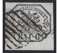 1864 ASI - Stato Pontificio 6 BAJ SAS.7Aa Grigio Perla usato