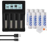 18650 Batterie au lithium-ion, capacité nominale de 3200mAh, rechargeable, pack de 8, 8 batteries 1 chargeur, 37V