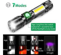 18650 Battery Lampe de poche UV et forte lumière, Rechargeable par USB, lanterne pour Camping, animaux domestiques, taches d'urine, lumière noire, torche Led ultraviolette ""Nipseyteko