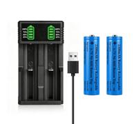 18650 Pile Chargeur avec 2 Pack 3.7V 2200mAh Pile Button Top Rechargeables Ni-MH, 2 Sel USB Universels Intelligent Batterie Chargeurs pour 18500 21700 26650 14500 16340 10440 18650 3.7V Piles