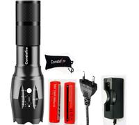 18650 Powerful Rechargeable Led Flashlight Zoomable Tactical Flashlight With 2 X 3.7v 18650 Rechargeable Batteries For Cycling, Hiking, Camping, Emergency