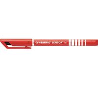 [187/40-5] STABILO Lot de 5 Feutres à pointe fine SENSOR M, tracé: 0,7 mm, rouge