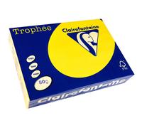 Clairefontaine trophee lot de 5 ramette de 500 feuilles papier couleur 80 g a4 jaune soleil 1877