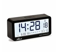 1879-7 Réveil numérique avec écran LCD et lumière silencieuse sans tic-tac 3 alarmes Noir
