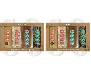 1880 - Assortiment Tourons Artisanaux 4 saveurs, Touron de Jijona, Touron d'Alicante, Touron de Jaune d'Oeuf Caramélisé, Touron au chocolat, 4 x 75g, Pack de 300g (Lot de 2)