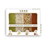 1880 Coffret Dégustation 4 Nougats Ingrédients Nobles 4 x 75g 300g | 4 Saveurs : Pistache, Macadamia, Alicante, Noisette, Idéal à Offrir et à Partager, Douceur de Noël